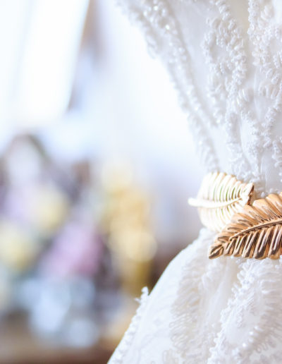 beading detailing on white wedding dress